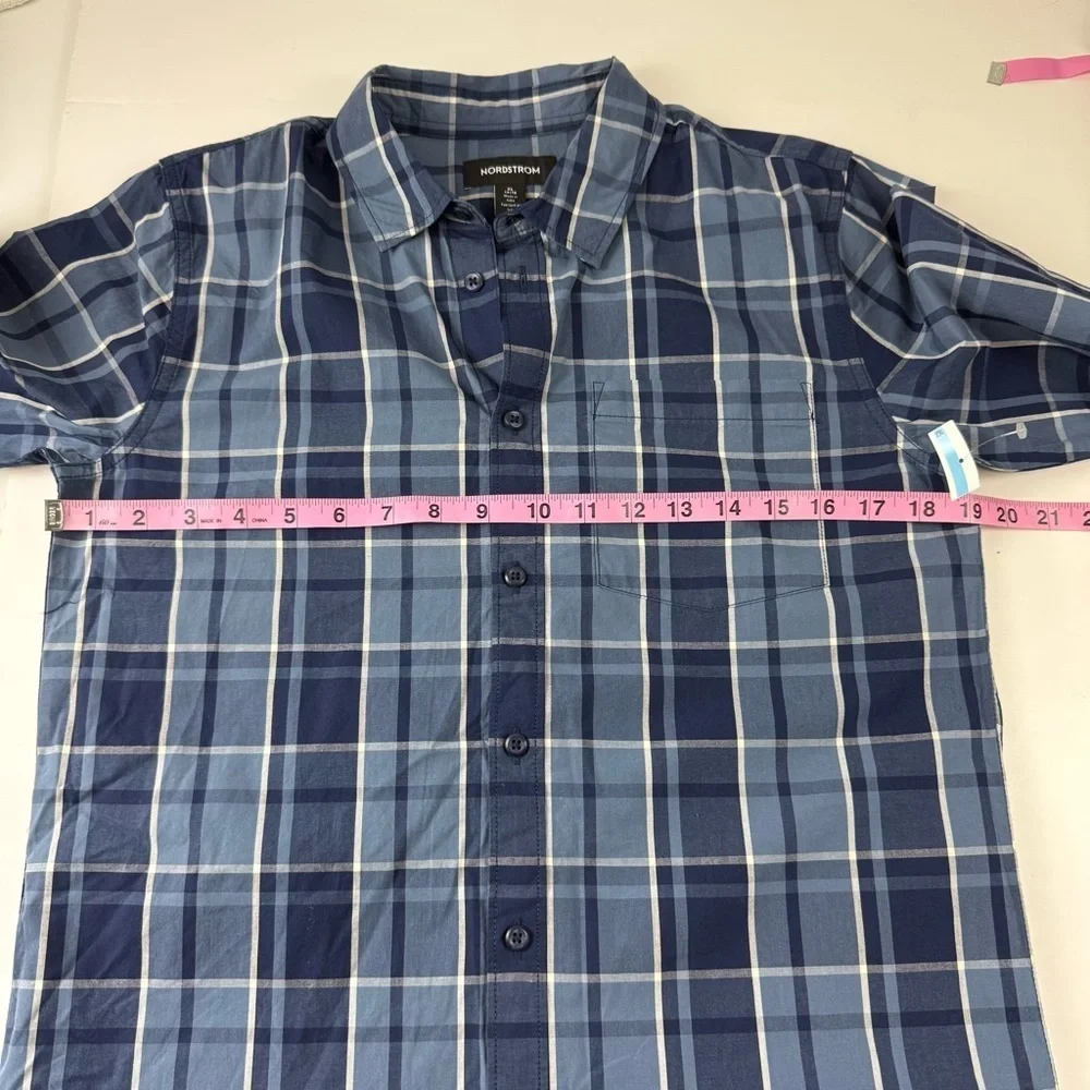 NEW Nordstrom Button Up Long Sleeve Dress Shirt Boys 14 16 XL Blue NWOT